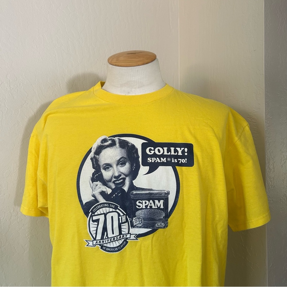 Y2K Vintage Retro Aesthetic Spam Neon Yellow Graphic Tee - Picture 6 of 12